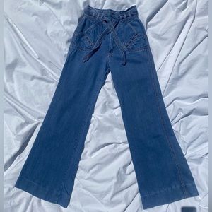 Vintage N’est Ce Pas jeans 1970s tie waist bell bottoms